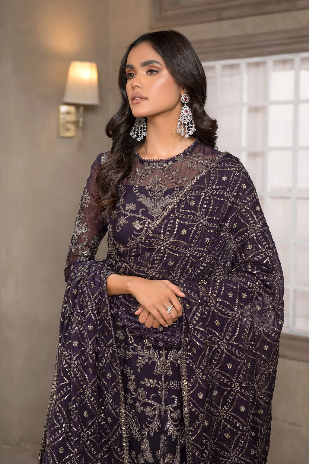 Maria B Embroidered Black Pakistani Kameez and Trouser Party Wear