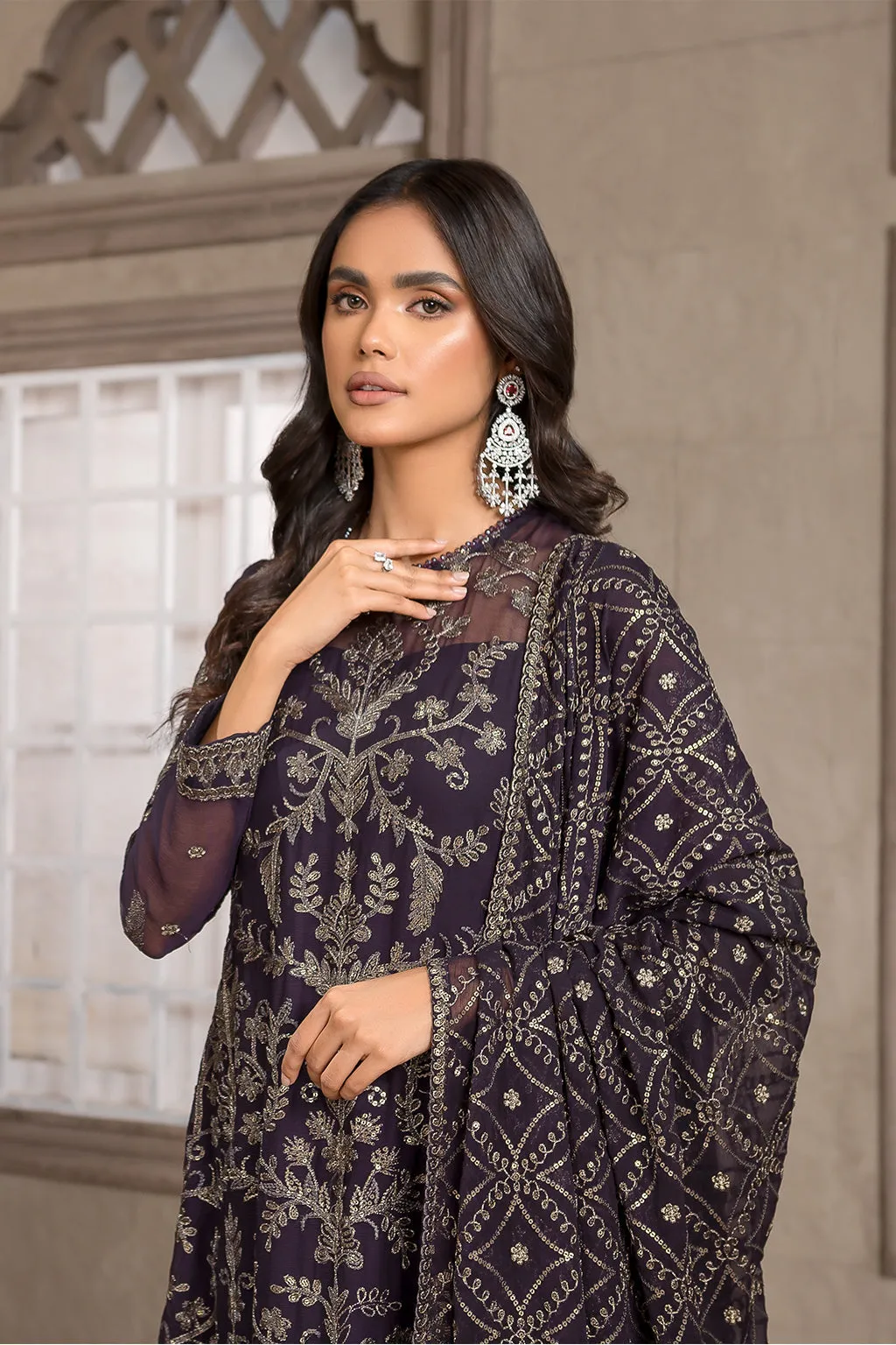 Maria B Embroidered Black Pakistani Kameez and Trouser Party Wear