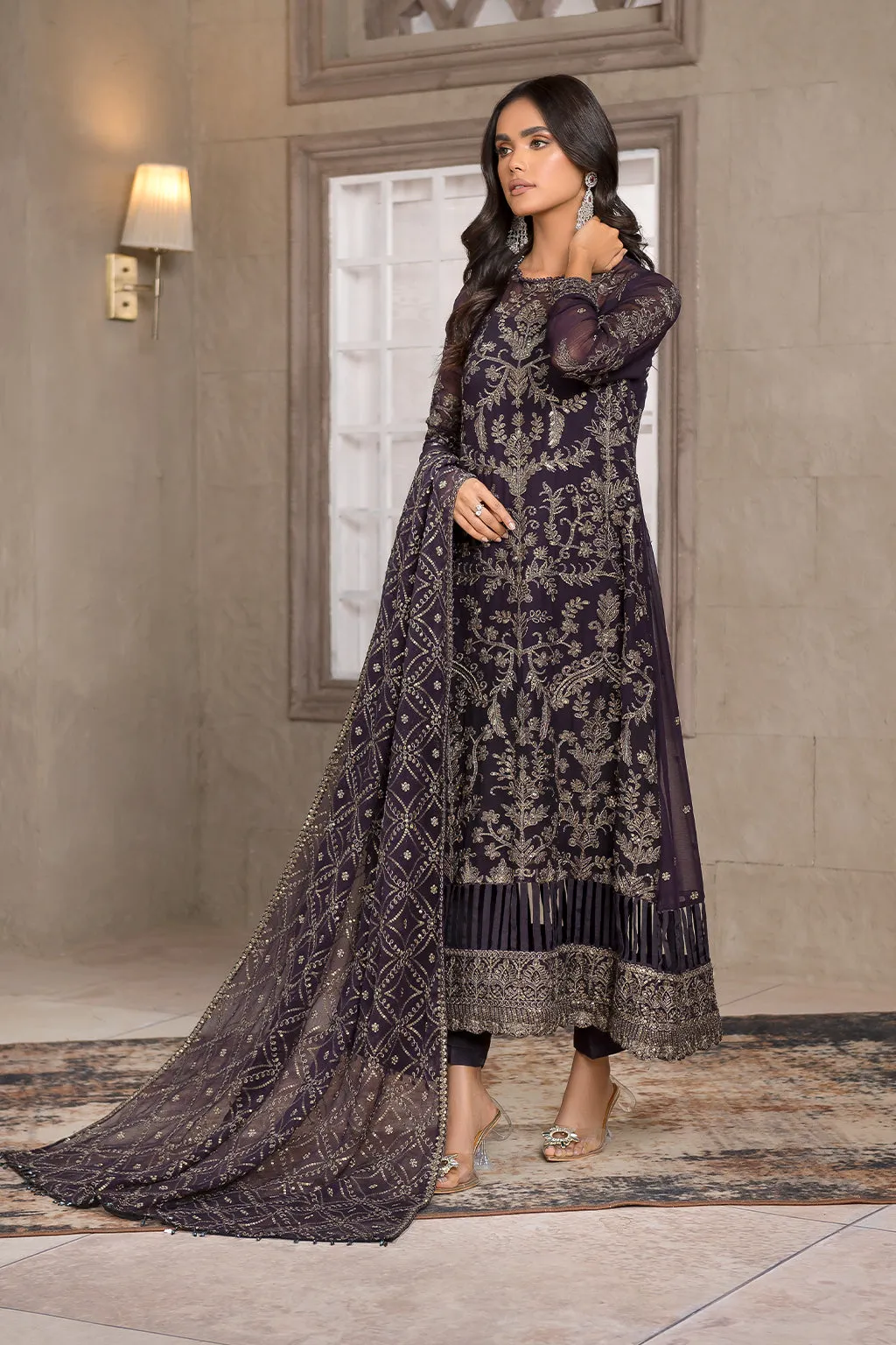 Maria B Embroidered Black Pakistani Kameez and Trouser Party Wear