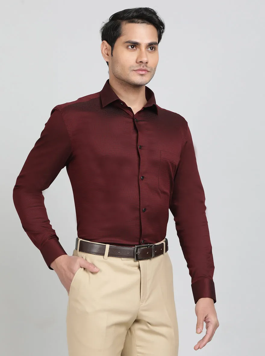 Maroon Checked Slim Fit Party Wear Shirt | Greenfibre