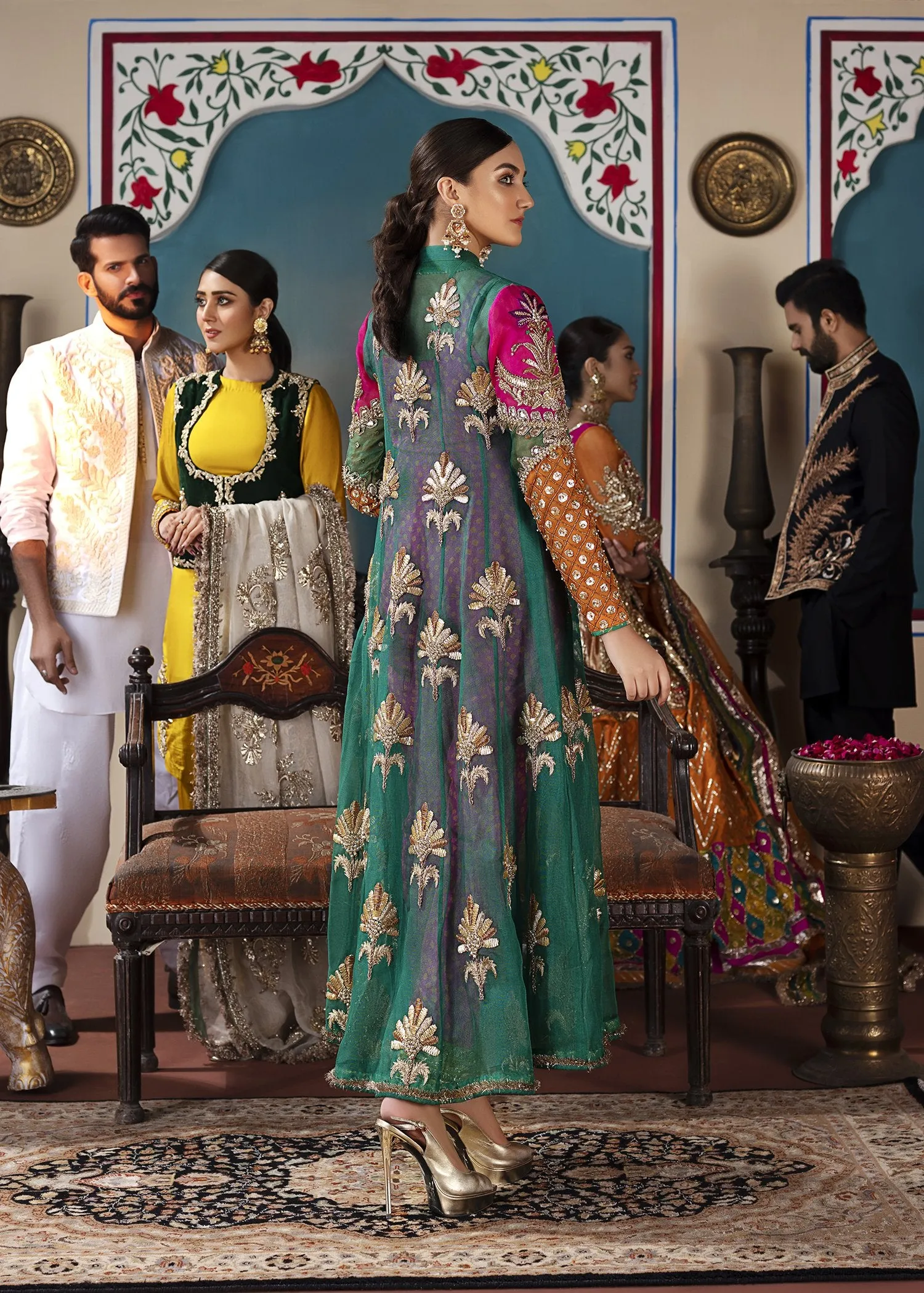 Mehndi Party Dress in Sea Green Color #N0021