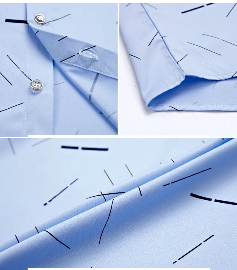 Men Casual Social Long Sleeve Line Designer Shirt