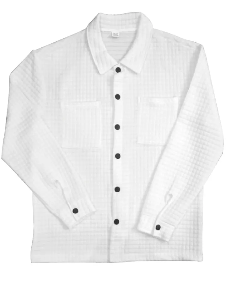 Men's Casual Checked Lapel Button Up Slim Fit Shirt