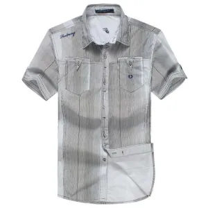 Men's Striped High Fashion Short Sleeve Shirt Up to 2XL