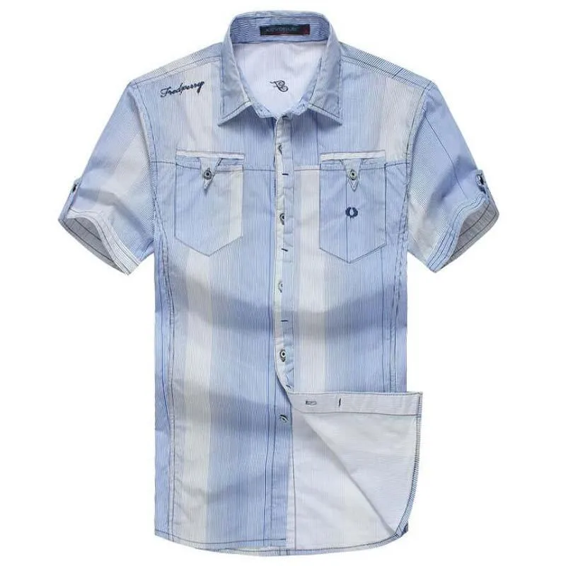 Men's Striped High Fashion Short Sleeve Shirt Up to 2XL
