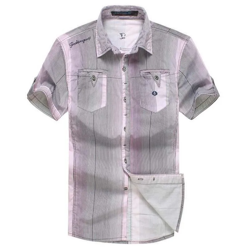 Men's Striped High Fashion Short Sleeve Shirt Up to 2XL