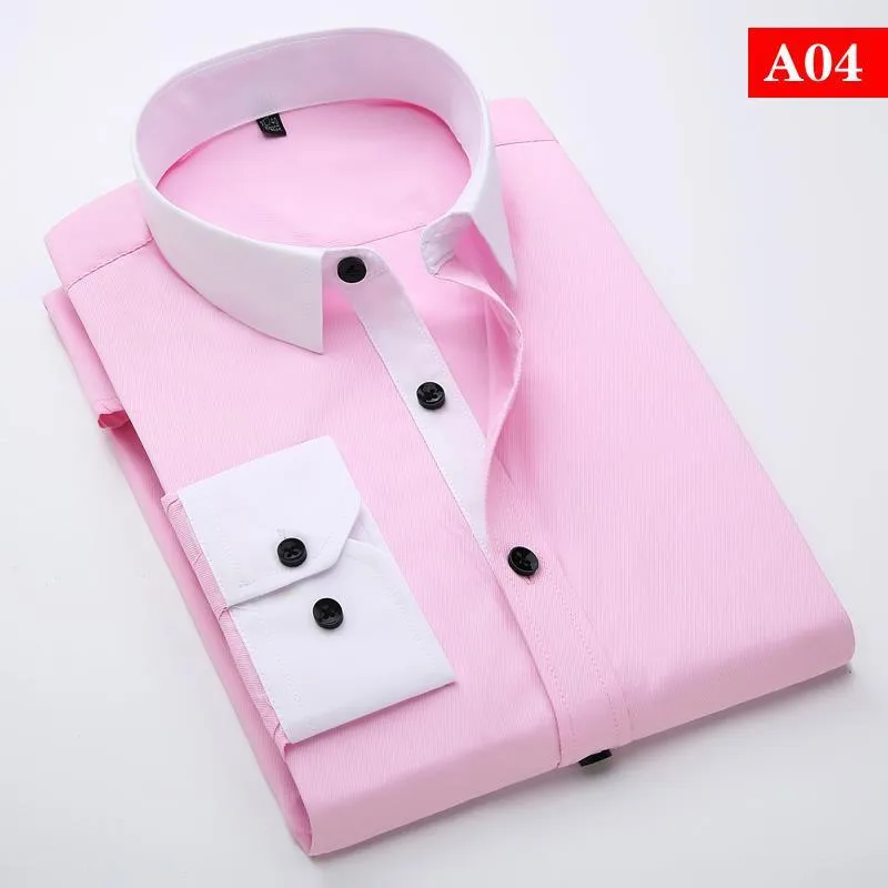 Men's White Collar Classic Fit Dress Shirt