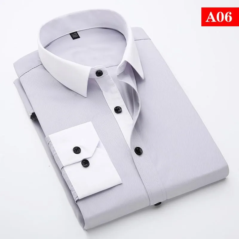 Men's White Collar Classic Fit Dress Shirt