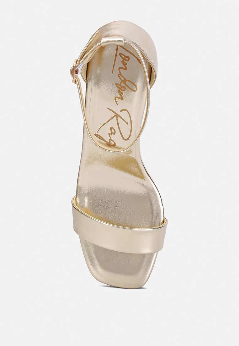 metallic block heel sandals by RUW