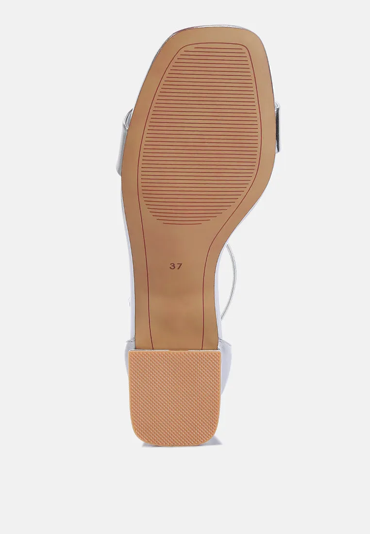metallic block heel sandals by RUW