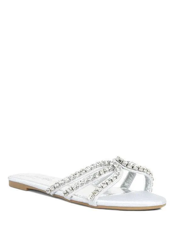 Mezzie Dimante Strap Flat Sandals