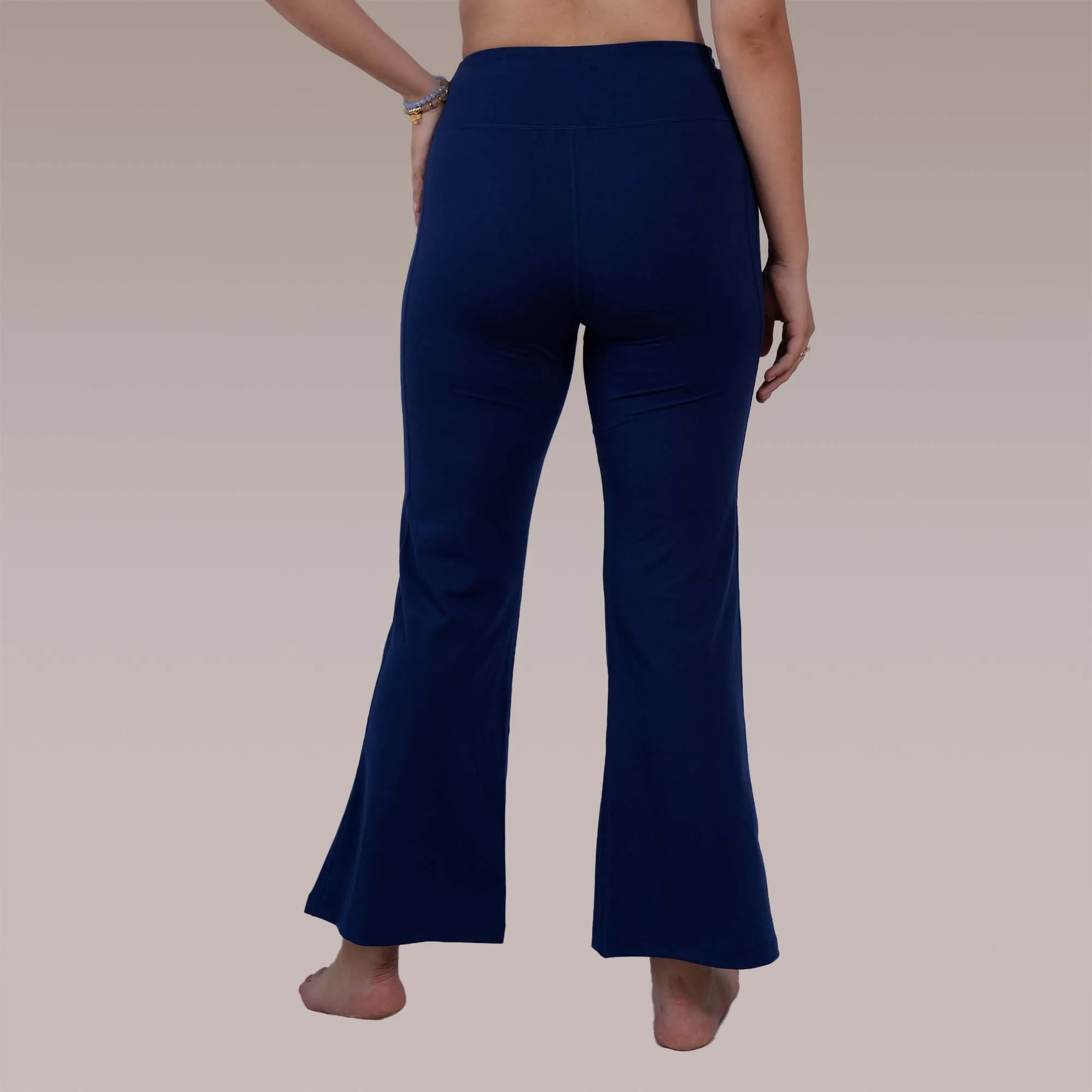 Mid-Rise Fit & Flared Pants with 4-Way Stretch & Compression Waistband