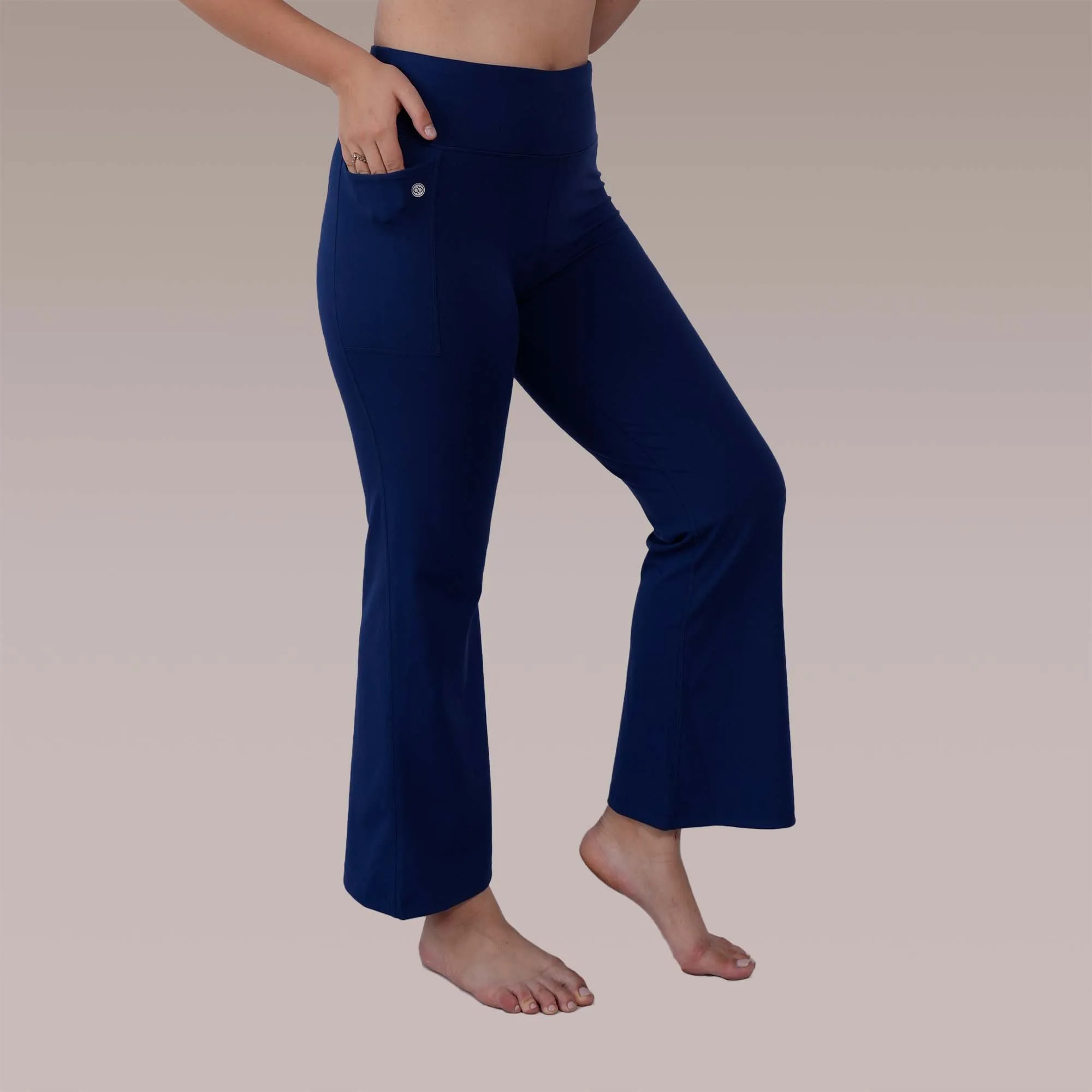 Mid-Rise Fit & Flared Pants with 4-Way Stretch & Compression Waistband