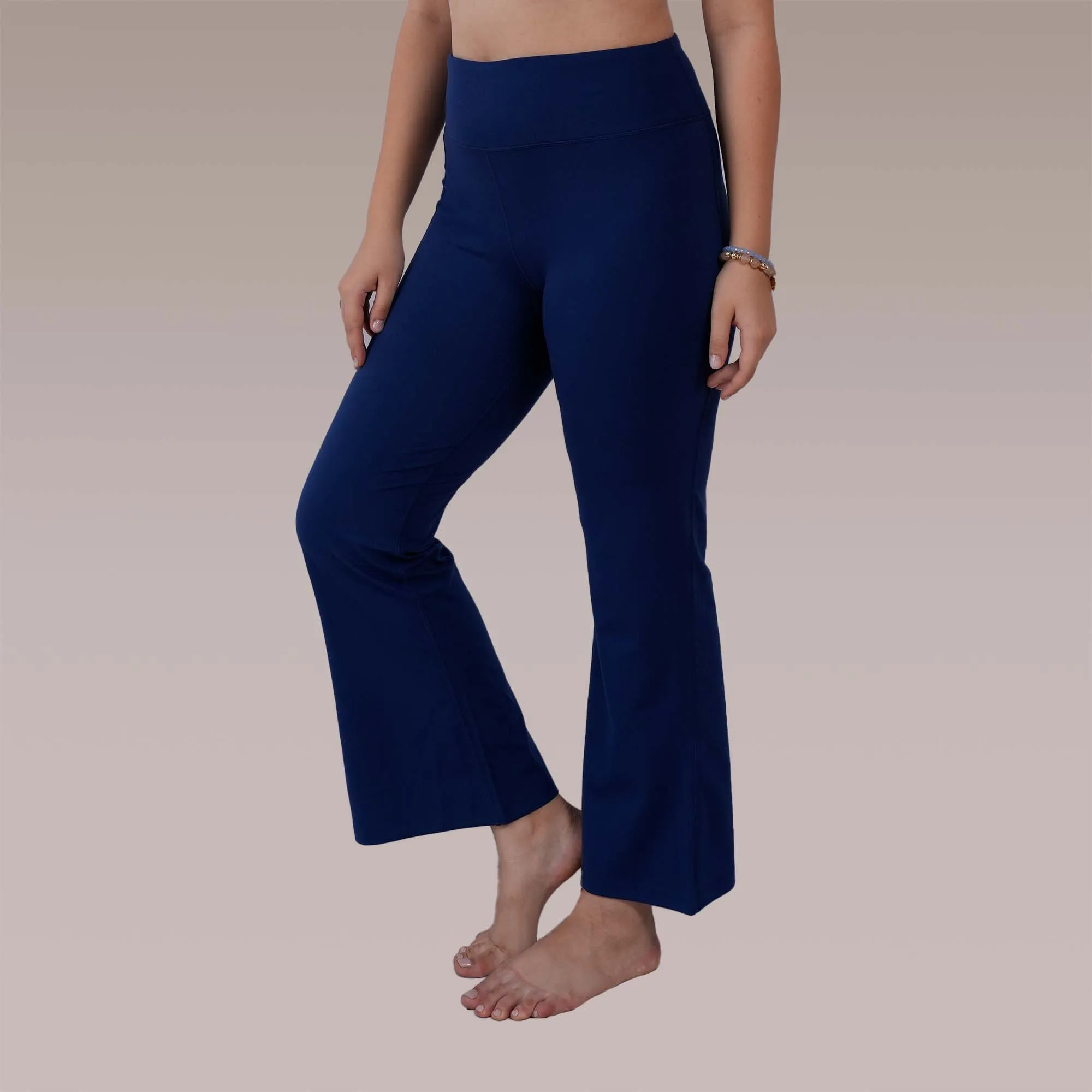 Mid-Rise Fit & Flared Pants with 4-Way Stretch & Compression Waistband