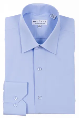 Modena - Powder Blue - Solid - Cotton Blend - Dress Shirt - Contemporary Fit.