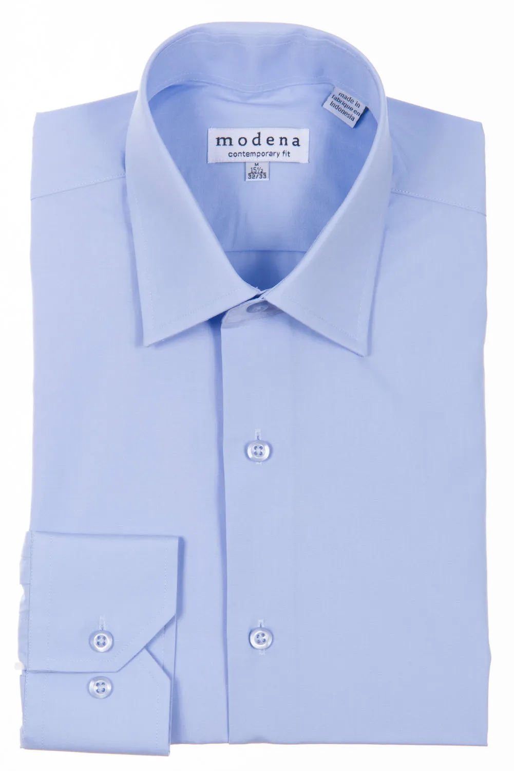 Modena - Powder Blue - Solid - Cotton Blend - Dress Shirt - Contemporary Fit.