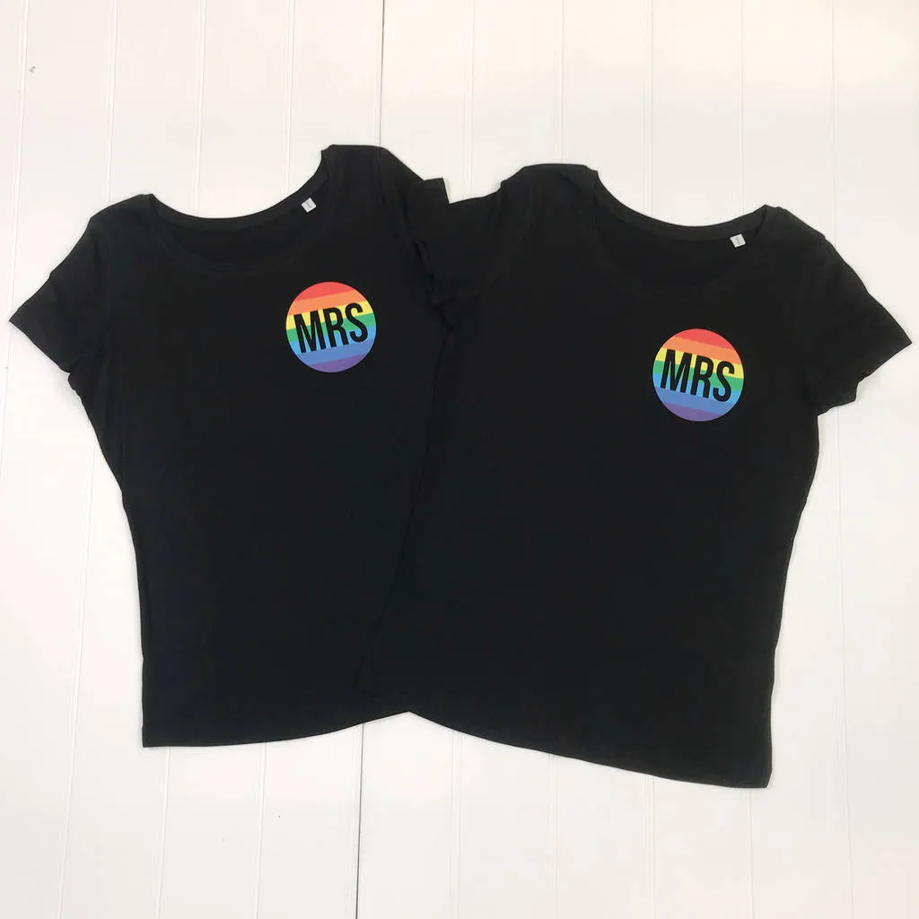 Mrs And Mrs Rainbow T Shirt Set
