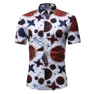 Multi Color Mens Short Sleeve Button up Shirts - Tailored Slim Fit Cotton Dress Shirts