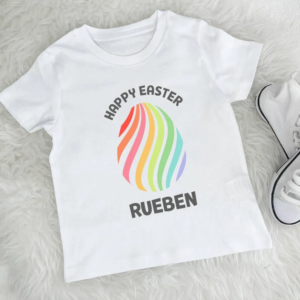 Multicoloured Personalised Easter Egg Kids T Shirt