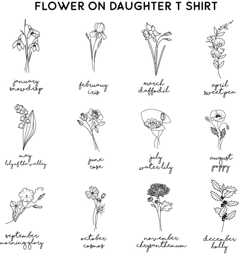 Mummy/Daughter Personalised Birth Flower T Shirt Set
