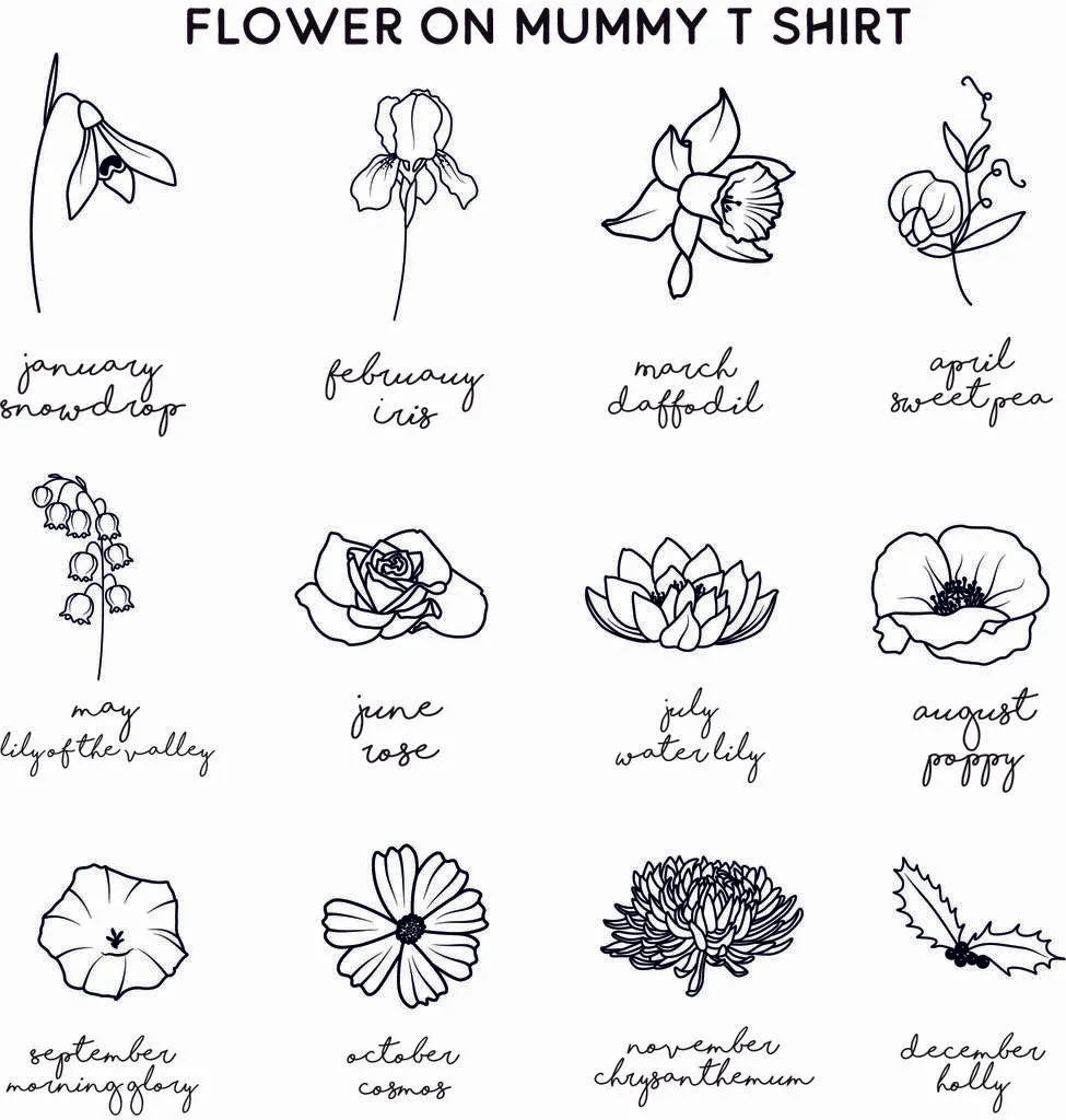 Mummy/Daughter Personalised Birth Flower T Shirt Set