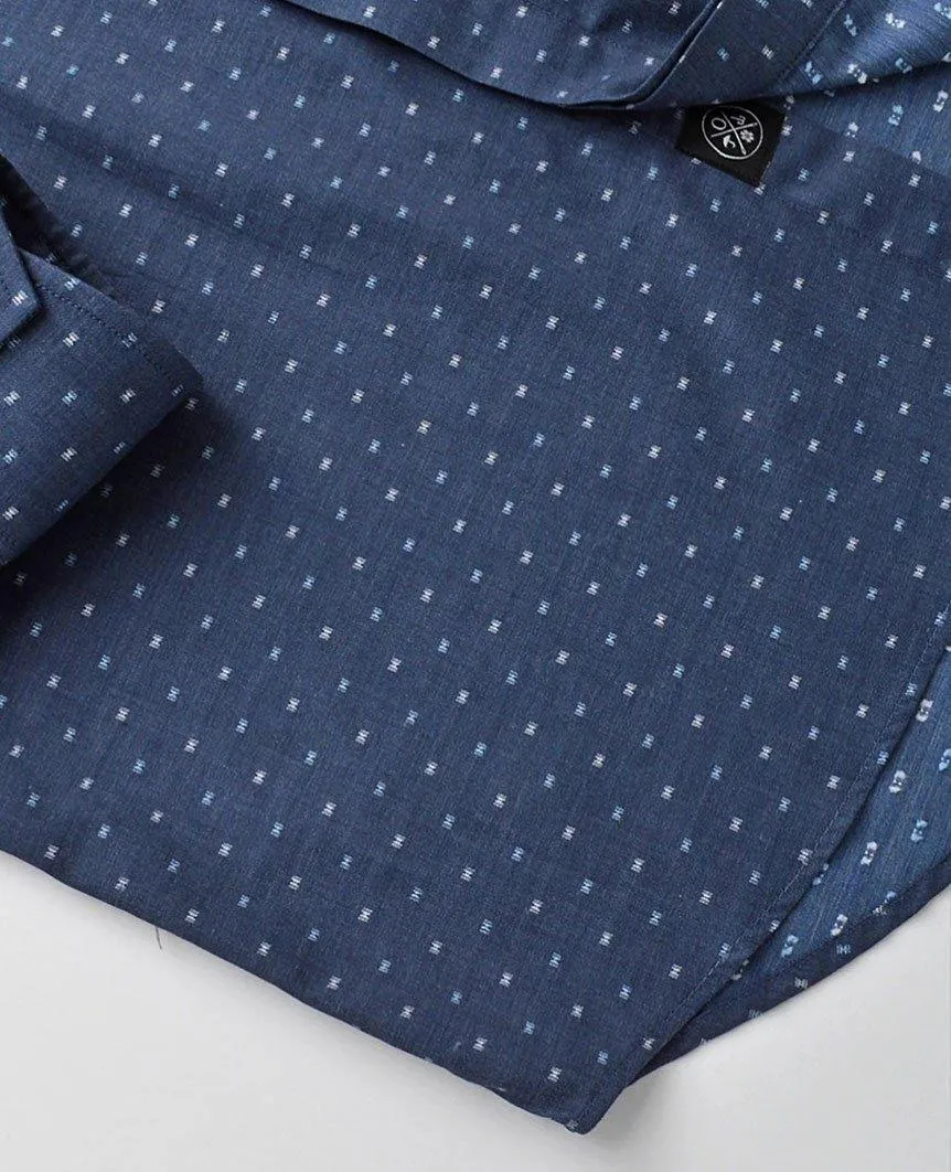 Navy Dobby Dress Shirt
