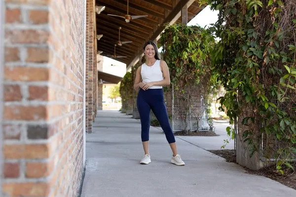 Navy Elevate Capri Leggings with Pockets