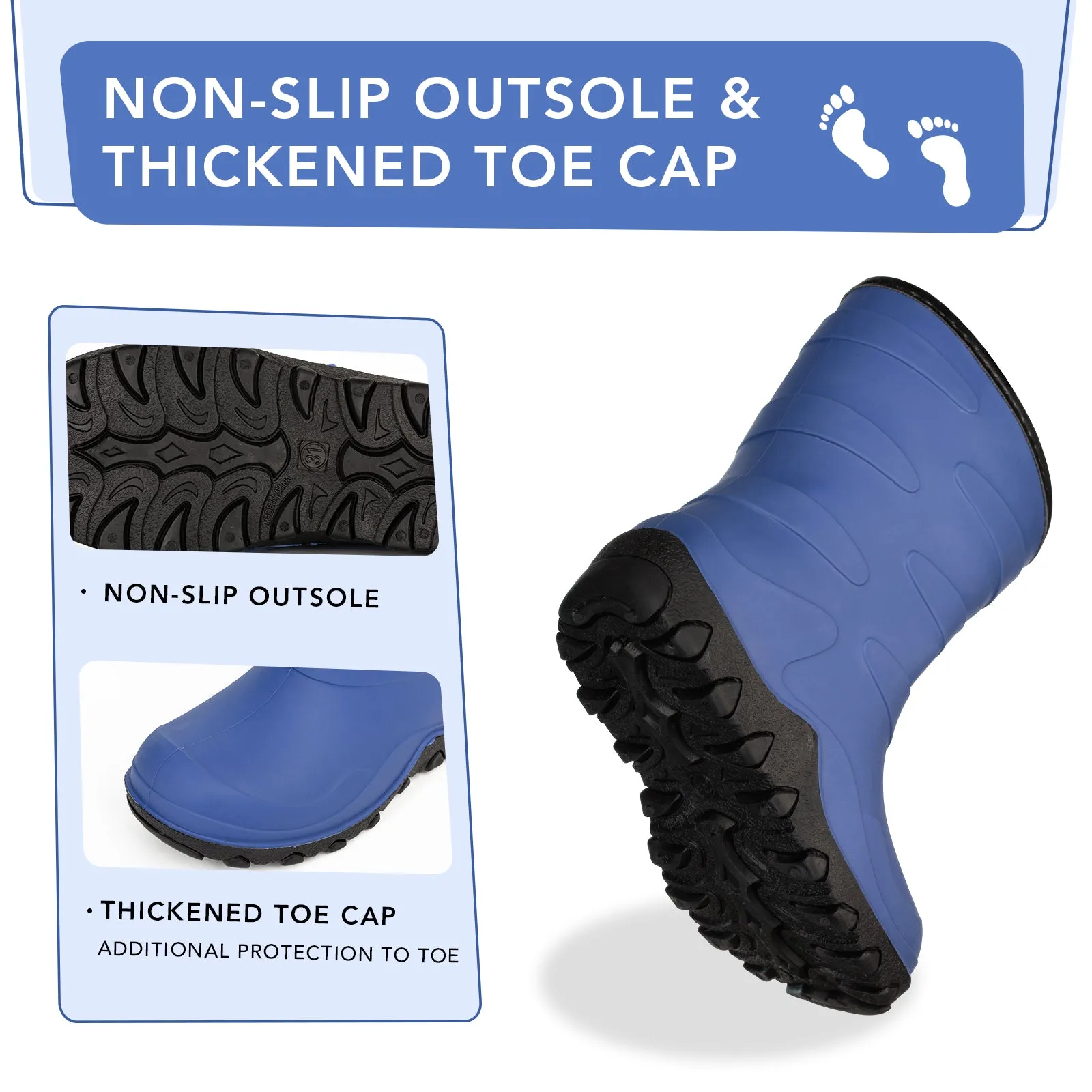 Navy Insulated Winter Kids Rain Boots