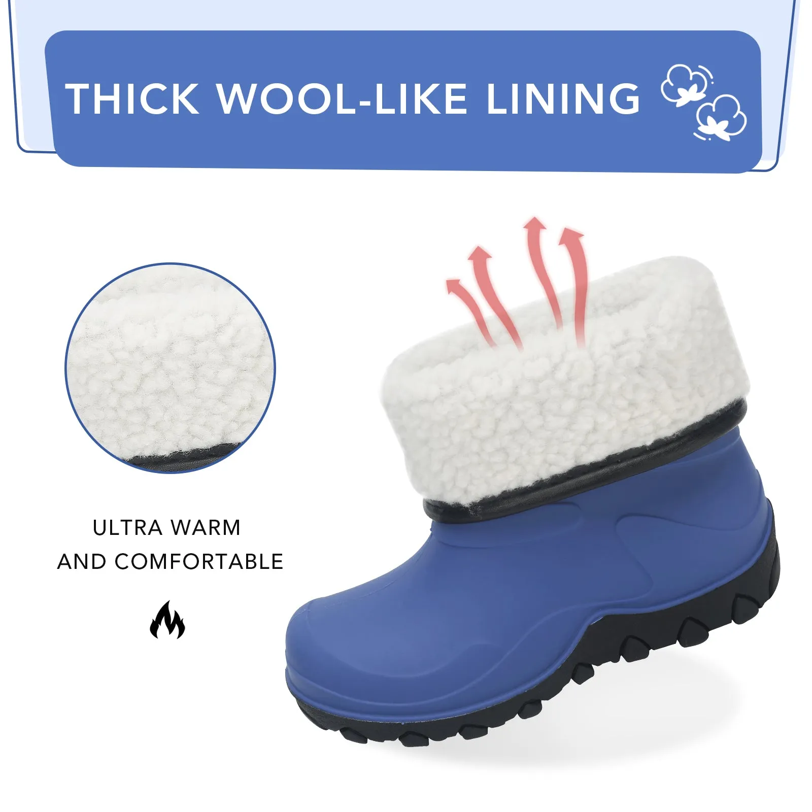 Navy Insulated Winter Kids Rain Boots
