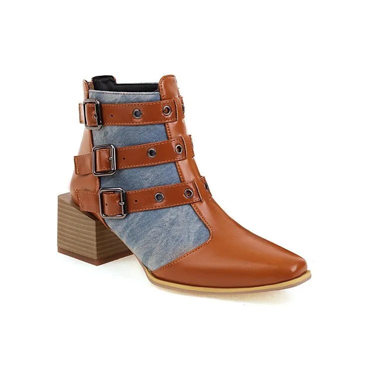 New Punk Metal Buckle Boots Women Big Plus