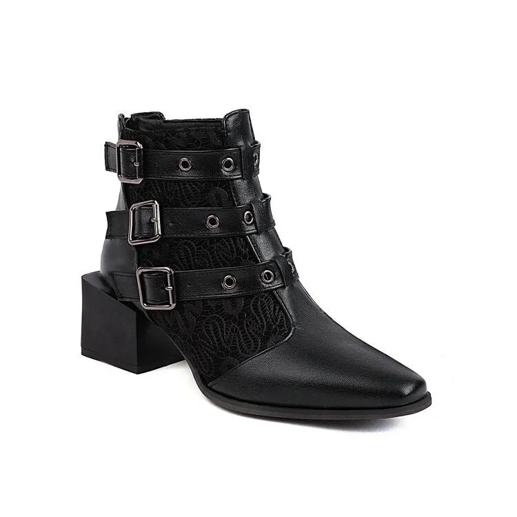 New Punk Metal Buckle Boots Women Big Plus