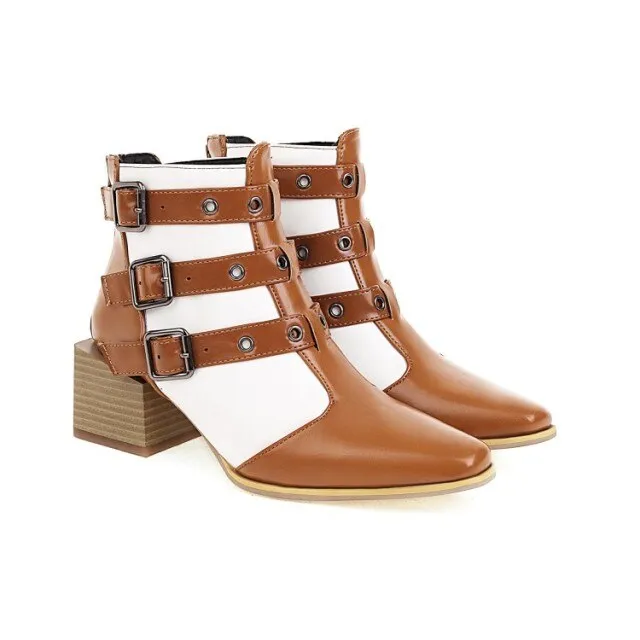 New Punk Metal Buckle Boots Women Big Plus