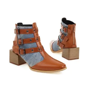 New Punk Metal Buckle Boots Women Big Plus