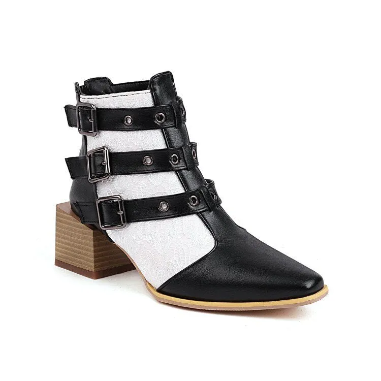 New Punk Metal Buckle Boots Women Big Plus