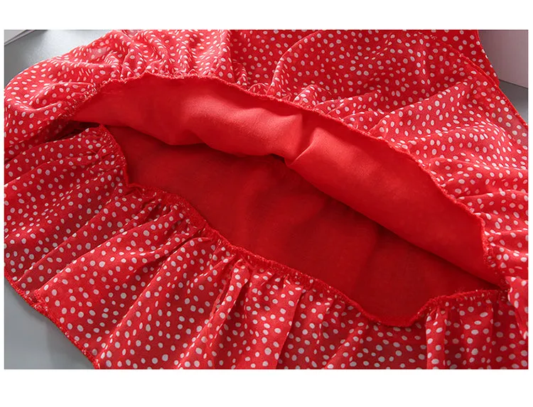 New Summer Sleeveless Girls Red Dot Dress Baby Toddler Kids Knee-Length Fashion Party Sweet Wedding Princess Dresses