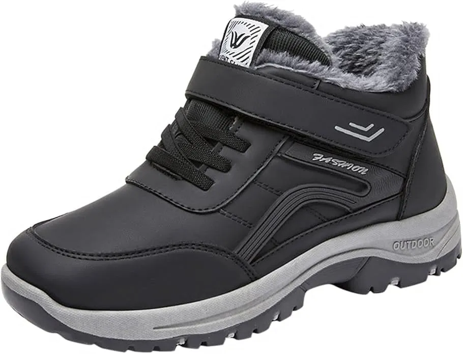 NEW TIEVOSA Winter Boots for Women Winter Thick Bottom Non Slip Round Toe Lace Up Hook Loop Solid Waterproof Sz 6