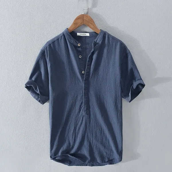Nicole - Nouvelle chemise de loisirs en lin à manches courtes pour hommes