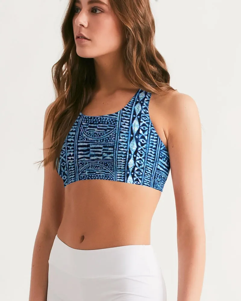 Nzinga Adire African Print Seamless Sports Bra- Plus size available