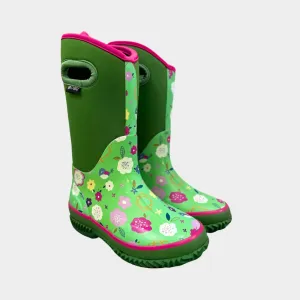 Oaki Kids Neoprene Rain & Snow Boots in Green Floral