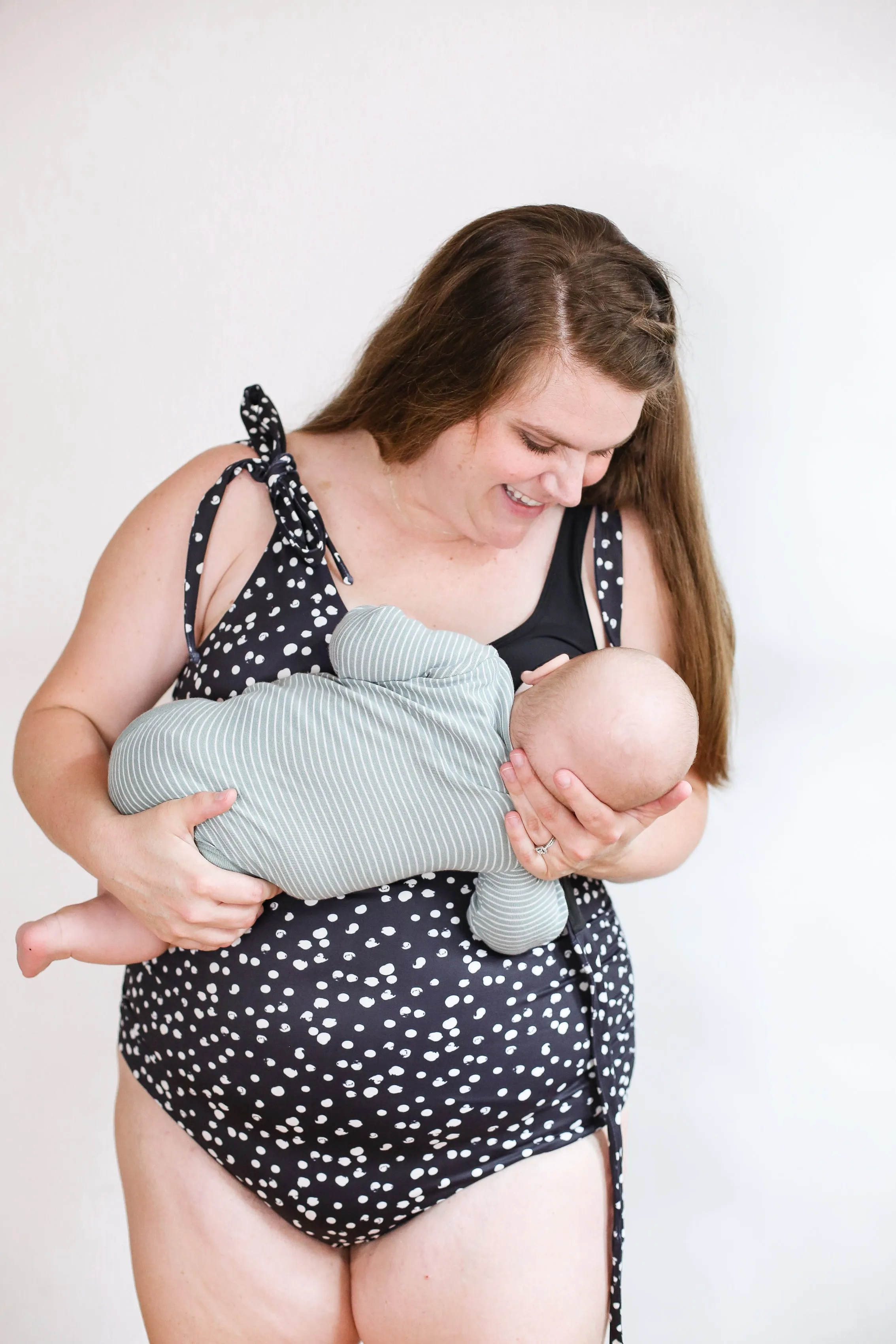 One Piece Tie Shoulder Breastfeeding Swimsuit