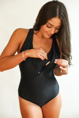 One Piece Zip Up Breastfeeding Swimsuit