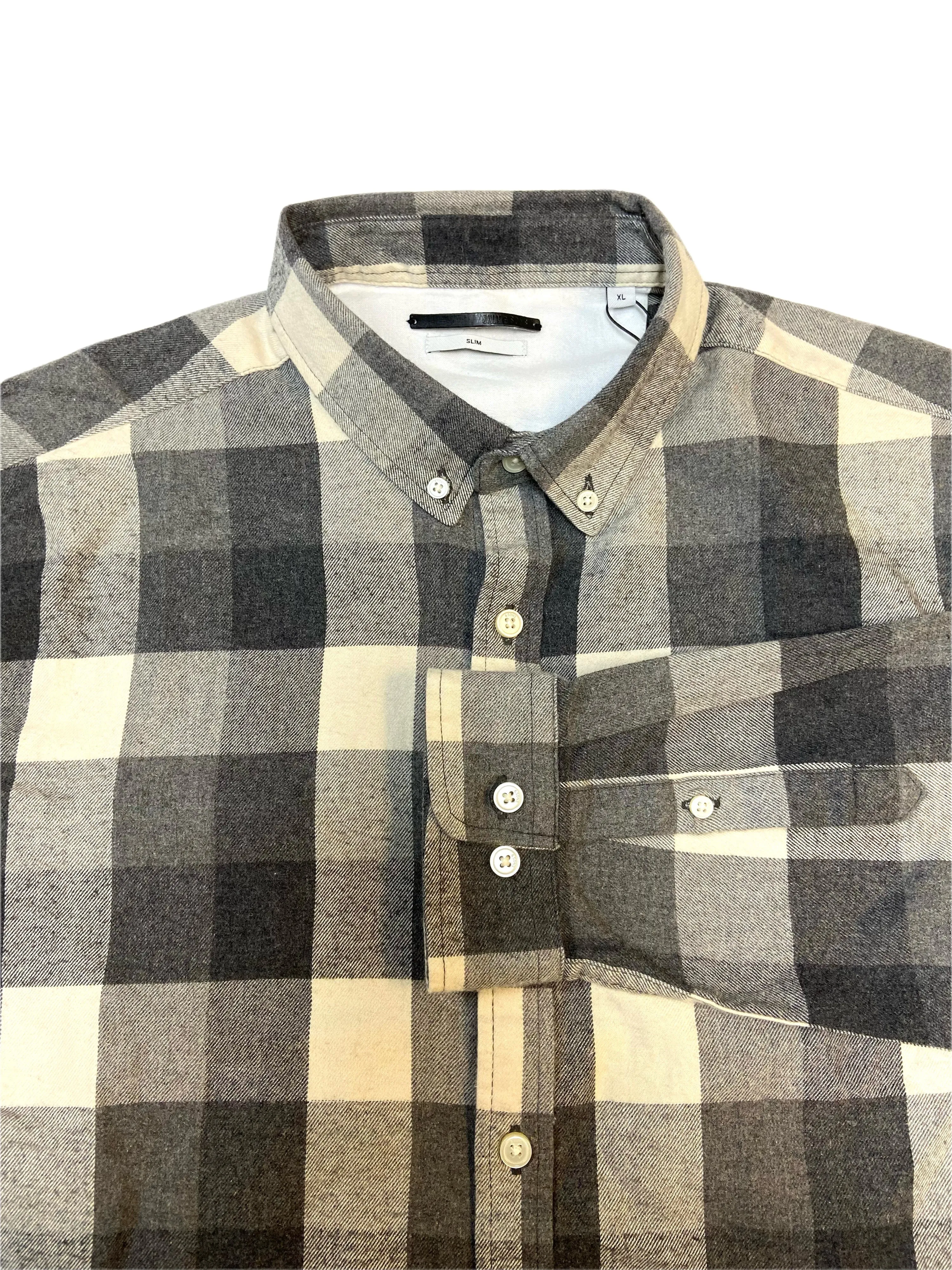 ONLY & SONS Men's Dark Grey Melange Long Sleeve Shirt Sz L NWT