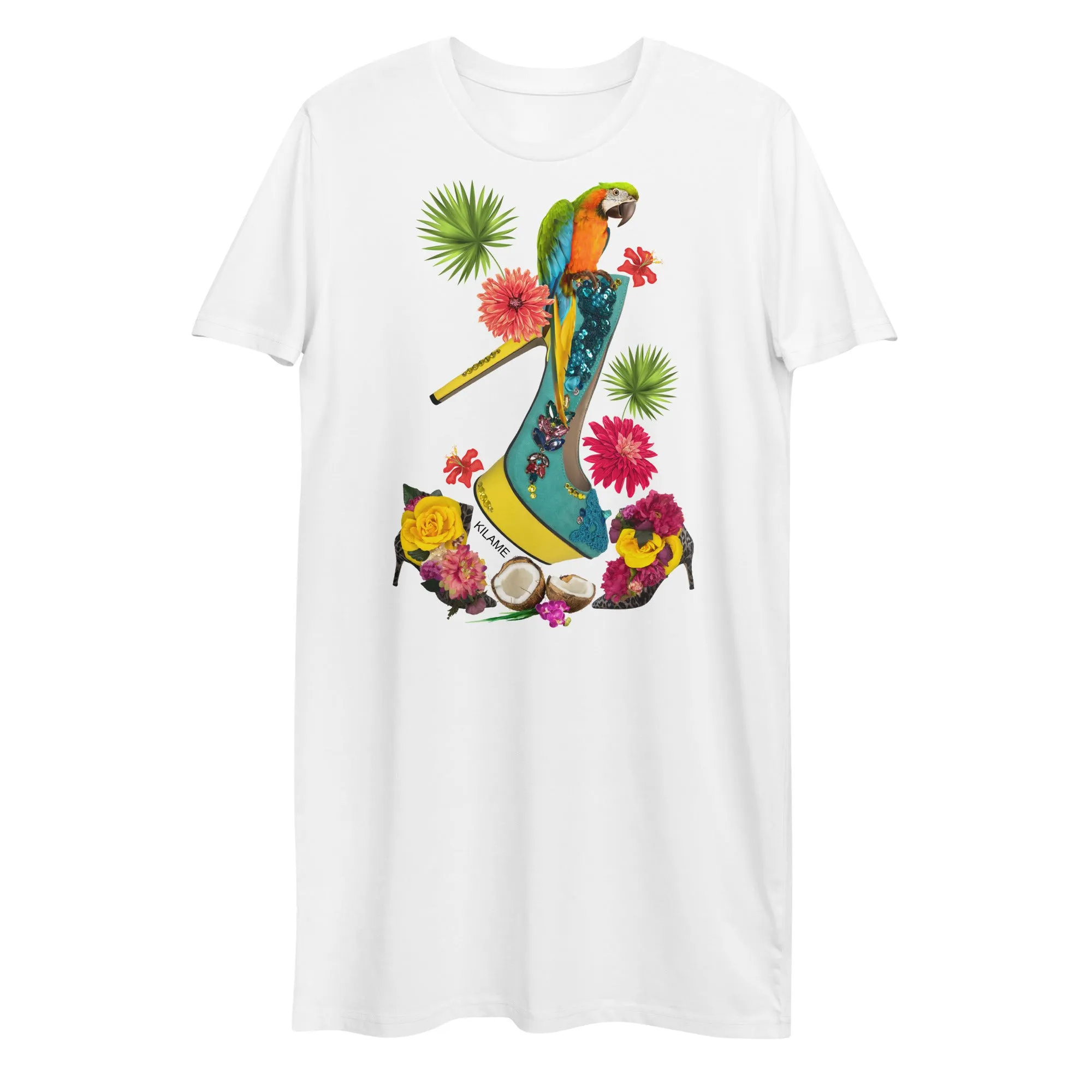 Organic cotton t-shirt dress 'Parrot'