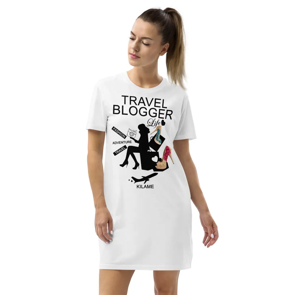 Organic cotton t-shirt dress Solp 'Travel Blogger Girl'