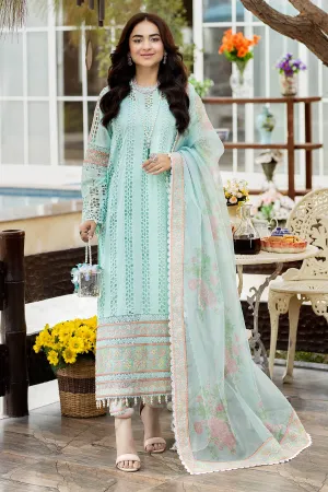 Pakistani Kameez Trousers in Sky blue and Pink contrast Party Dress