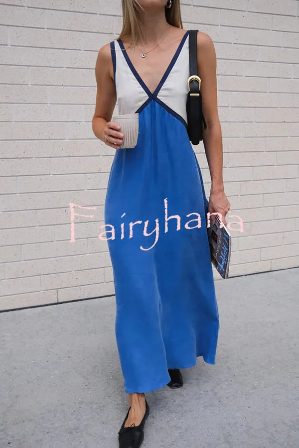 Perfect for Summer Weddings Satin Contrast Colour Relaxed Maxi Dress