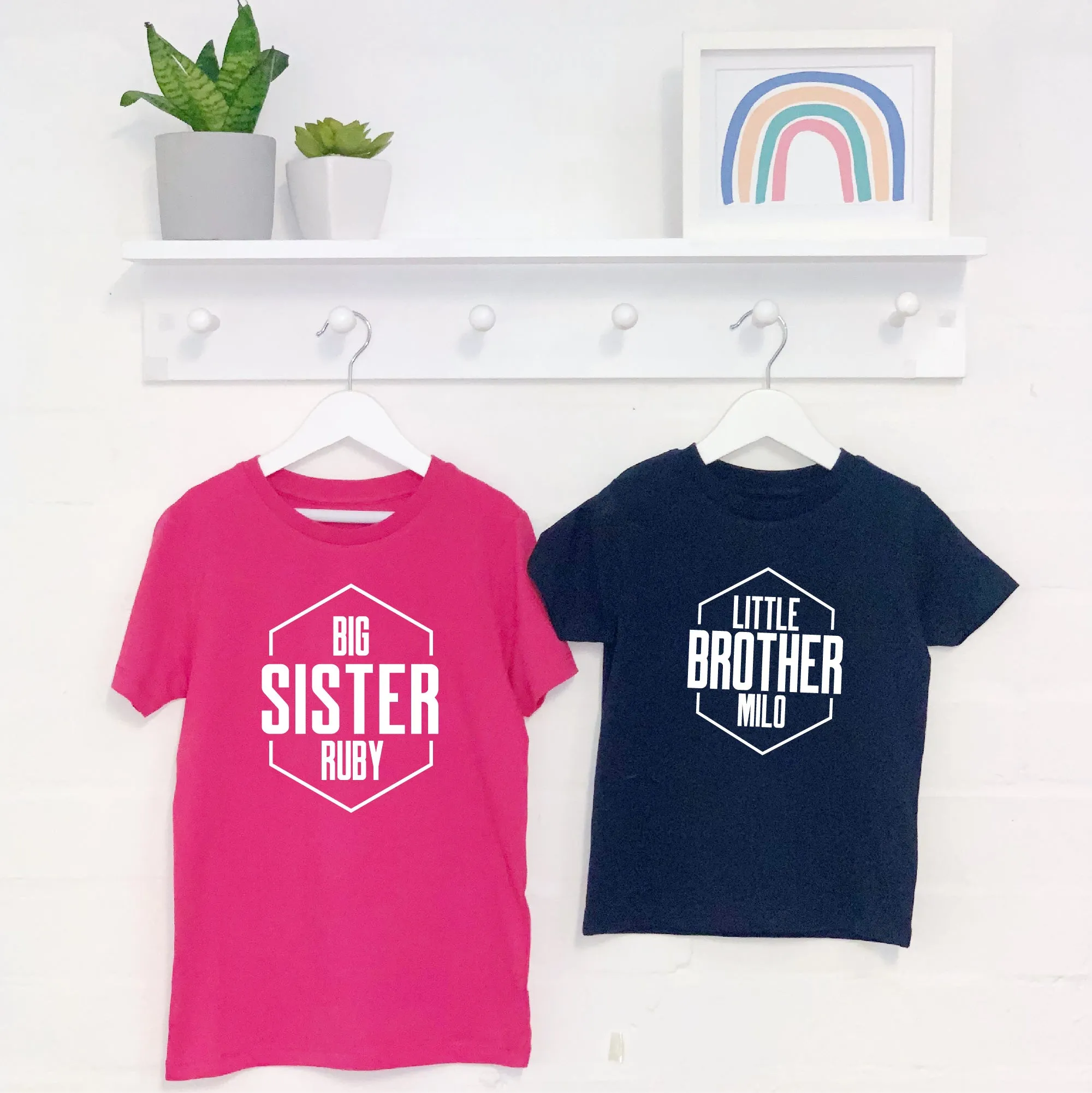 Personalised Hexagon Brother And Sister Set