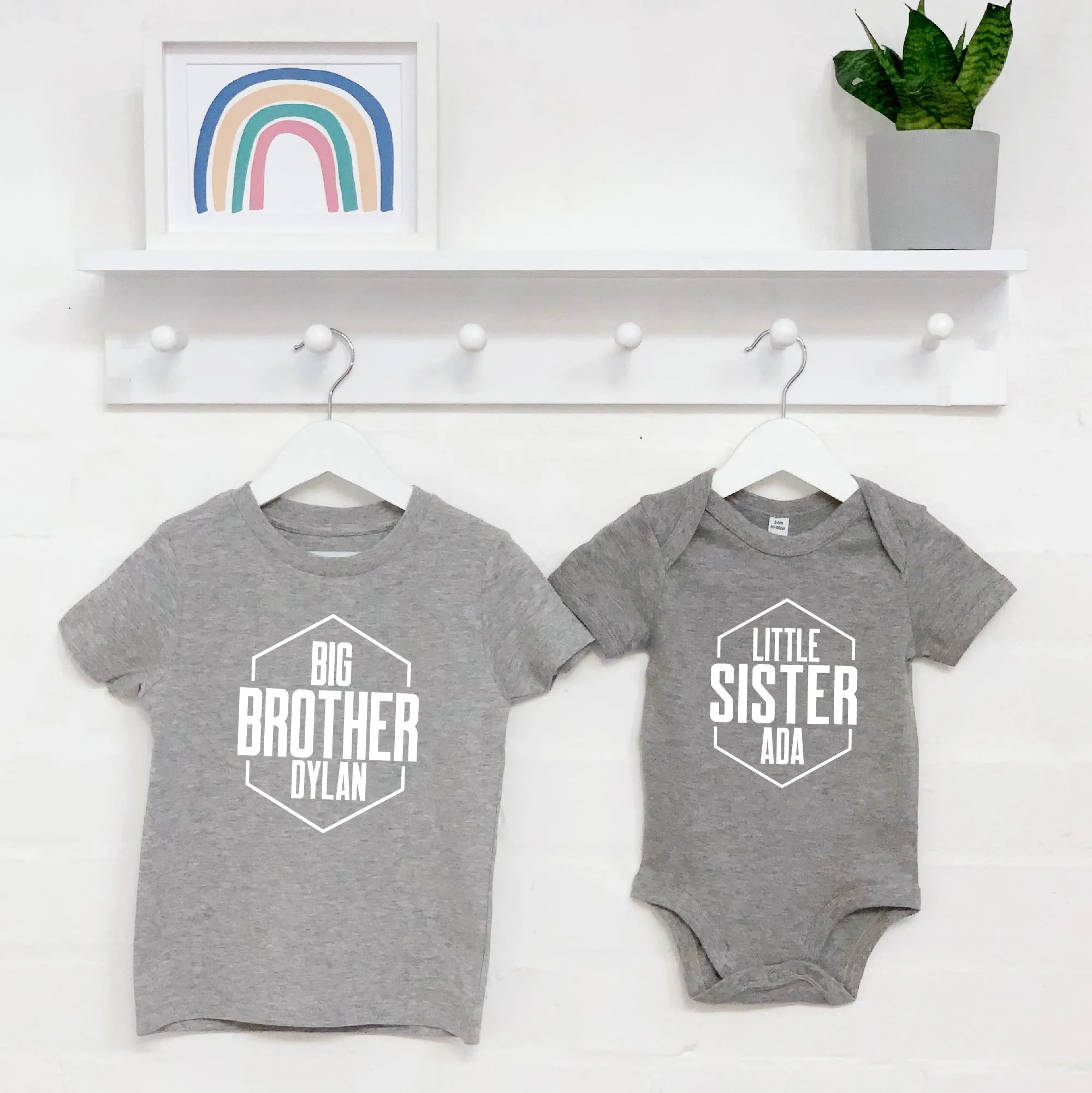 Personalised Hexagon Brother And Sister Set