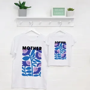 Personalised Mother And Daughter Matching Flower T Shirt Set