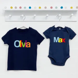 Personalised Multicoloured Baby And Child Set